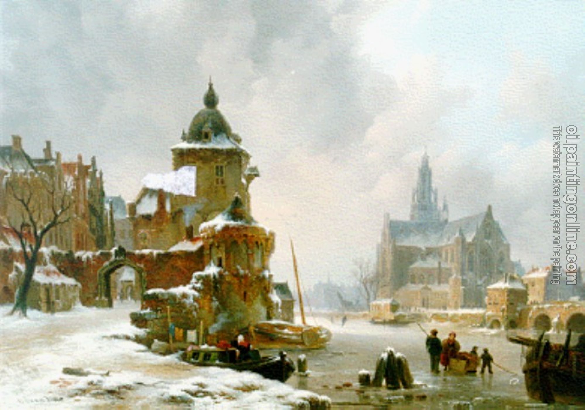 Bartholomeus Johannes Van Hove - Winters stadsgezicht